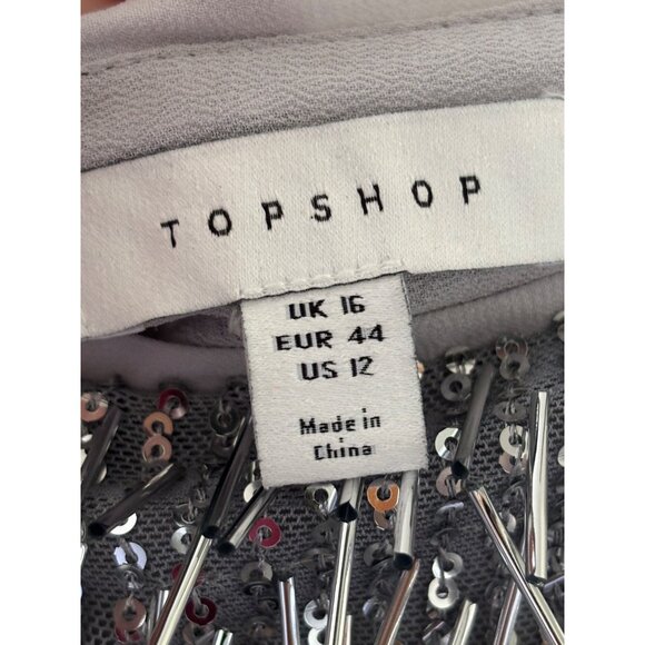 Topshop Needle Embellished Mini Skirt Silver US 12 - Picture 6 of 13